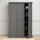 Paris 3 Doors Wardrobe in Matt Grey by Lavishway | Wardrobe-42095