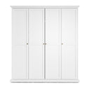 Paris 4 Doors Wardrobe in White by Lavishway | Wardrobe-42059