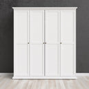 Paris 4 Doors Wardrobe in White by Lavishway | Wardrobe-42058