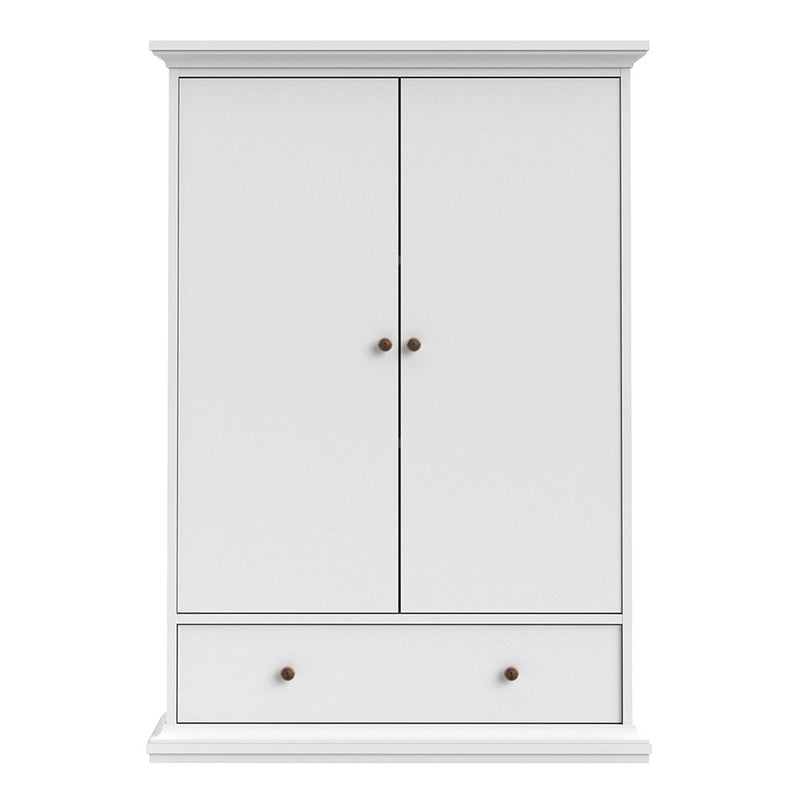 Paris 2 Doors Wardrobe in White by Lavishway | Wardrobe-42132