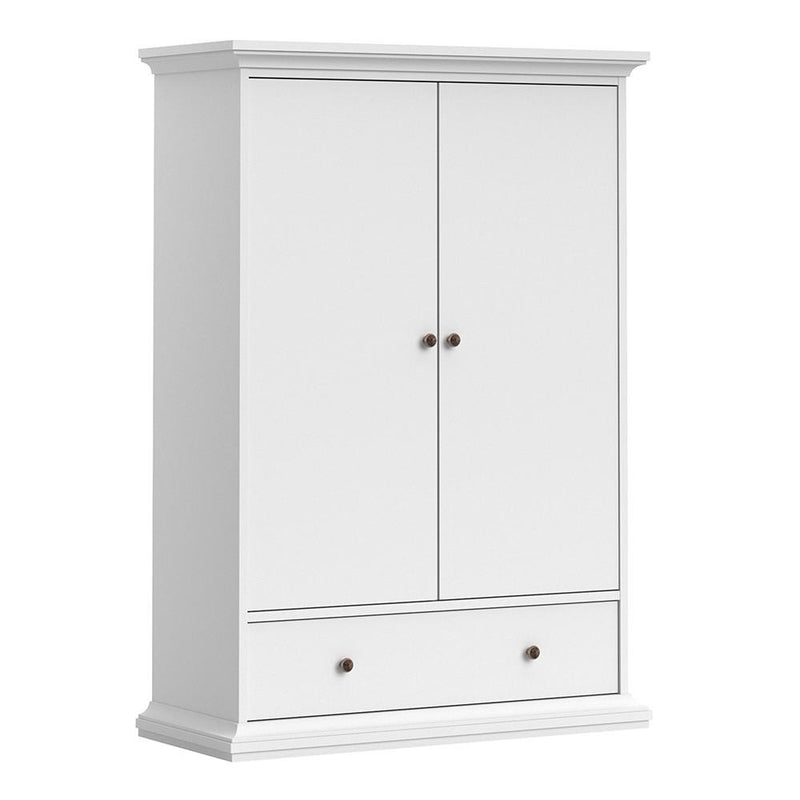 Paris 2 Doors Wardrobe in White by Lavishway | Wardrobe-42135