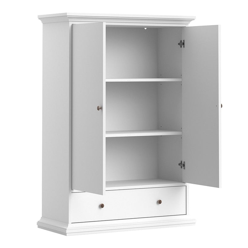 Paris 2 Doors Wardrobe in White by Lavishway | Wardrobe-42133