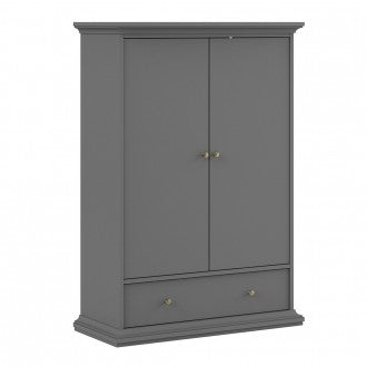 Paris 2 Doors Wardrobe in Matt Grey by Lavishway | Wardrobe-42142