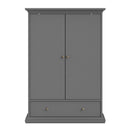 Paris 2 Doors Wardrobe in Matt Grey by Lavishway | Wardrobe-42140