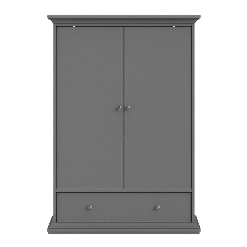 Paris 2 Doors Wardrobe in Matt Grey by Lavishway | Wardrobe-42140