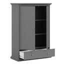 Paris 2 Doors Wardrobe in Matt Grey by Lavishway | Wardrobe-42143