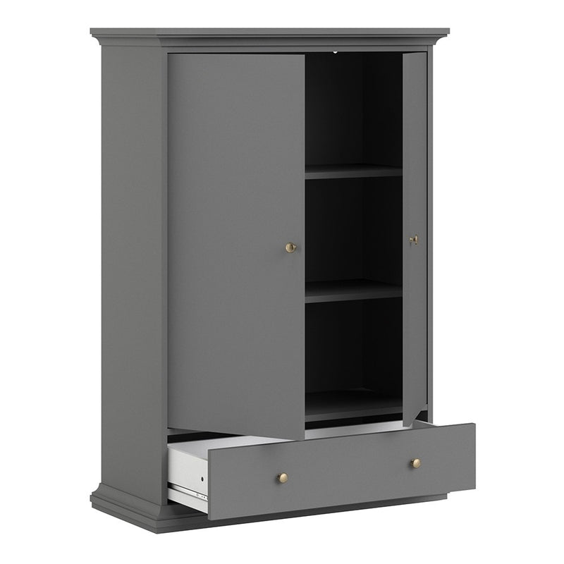 Paris 2 Doors Wardrobe in Matt Grey by Lavishway | Wardrobe-42143