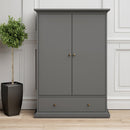 Paris 2 Doors Wardrobe in Matt Grey by Lavishway | Wardrobe-42139
