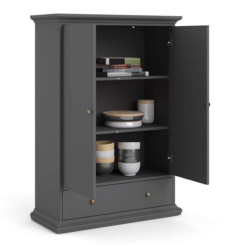 Paris 2 Doors Wardrobe in Matt Grey by Lavishway | Wardrobe-42141