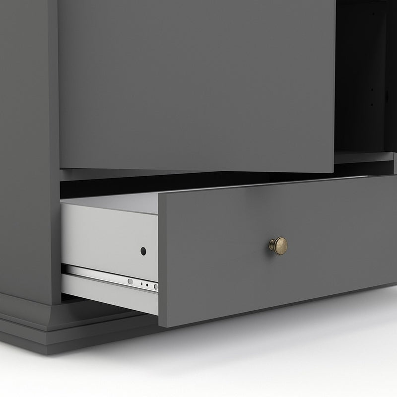 Paris 2 Doors Wardrobe in Matt Grey by Lavishway | Wardrobe-42144