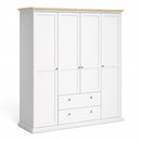 Paris 4 Doors Wardrobe in White and Oak by Lavishway | Wardrobe-42071