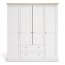 Paris 4 Doors Wardrobe in White and Oak by Lavishway | Wardrobe-42070