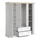 Paris 4 Doors Wardrobe in White and Oak by Lavishway | Wardrobe-42072