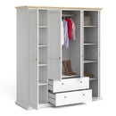 Paris 4 Doors Wardrobe in White and Oak by Lavishway | Wardrobe-42069