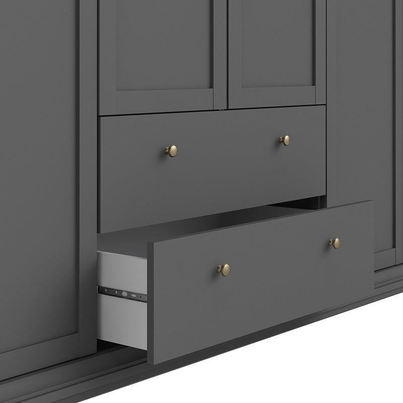 Paris 4 Doors Wardrobe in Matt Grey by Lavishway | Wardrobe-42081