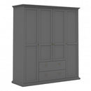 Paris 4 Doors Wardrobe in Matt Grey by Lavishway | Wardrobe-42083