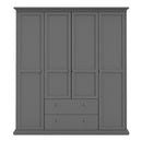 Paris 4 Doors Wardrobe in Matt Grey by Lavishway | Wardrobe-42079