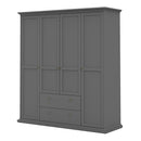 Paris 4 Doors Wardrobe in Matt Grey by Lavishway | Wardrobe-42082