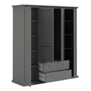 Paris 4 Doors Wardrobe in Matt Grey by Lavishway | Wardrobe-42078