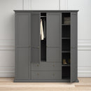 Paris 4 Doors Wardrobe in Matt Grey by Lavishway | Wardrobe-42077