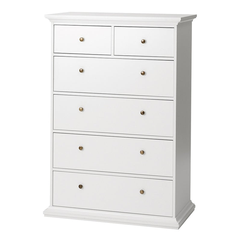 Paris White Wooden 6 Chest of Drawers by Lavishway | Chest Of Drawers-42171