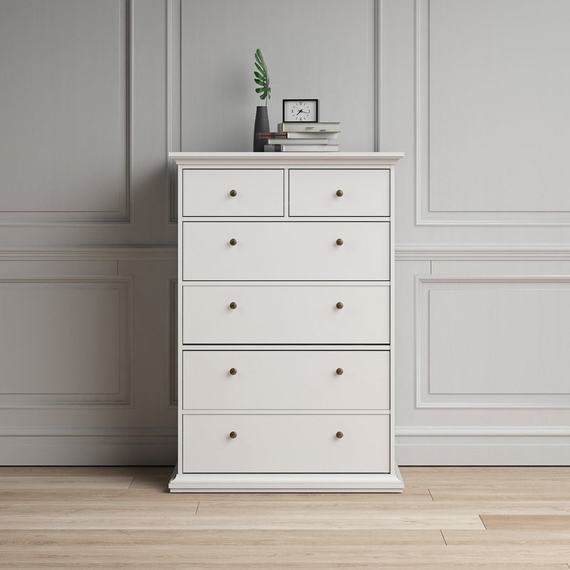 Paris White Wooden 6 Chest of Drawers by Lavishway | Chest Of Drawers-42169