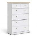 Paris White & Oak Wooden 6 Drawer Chest by Lavishway | Chest Of Drawers-42180