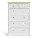 Paris White & Oak Wooden 6 Drawer Chest by Lavishway | Chest Of Drawers-42179
