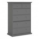 Paris Matt Grey Wooden Chest of 6 Drawers by Lavishway | Chest Of Drawers-42184