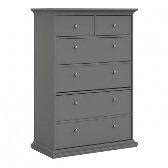 Paris Matt Grey Wooden Chest of 6 Drawers by Lavishway | Chest Of Drawers-42184