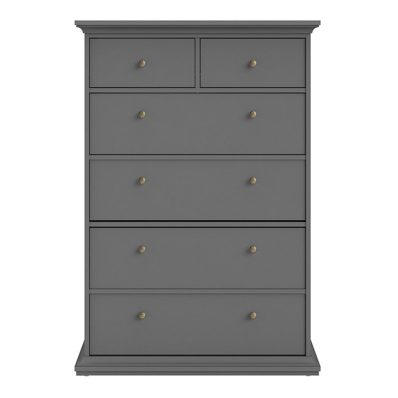 Paris Matt Grey Wooden Chest of 6 Drawers by Lavishway | Chest Of Drawers-42185