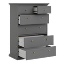 Paris Matt Grey Wooden Chest of 6 Drawers by Lavishway | Chest Of Drawers-42183