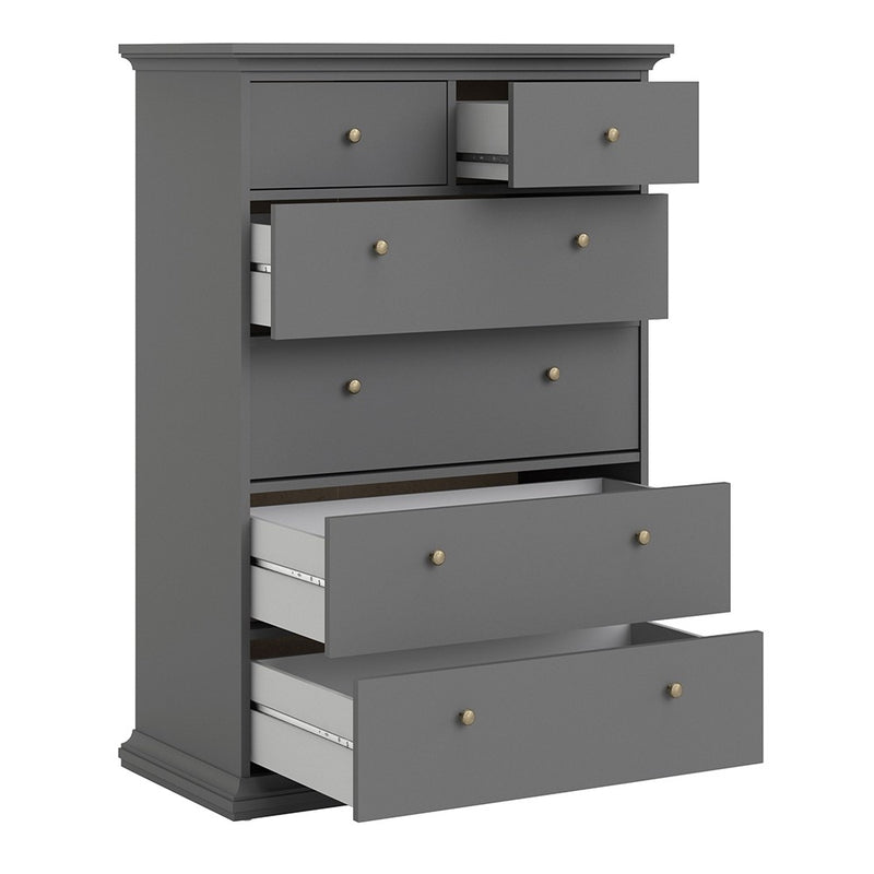 Paris Matt Grey Wooden Chest of 6 Drawers by Lavishway | Chest Of Drawers-42183