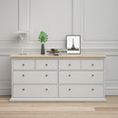 Paris Wooden White & Oak Chest of 8 Drawers by Lavishway | Chest Of Drawers-42154