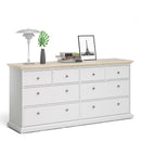 Paris Wooden White & Oak Chest of 8 Drawers by Lavishway | Chest Of Drawers-42158