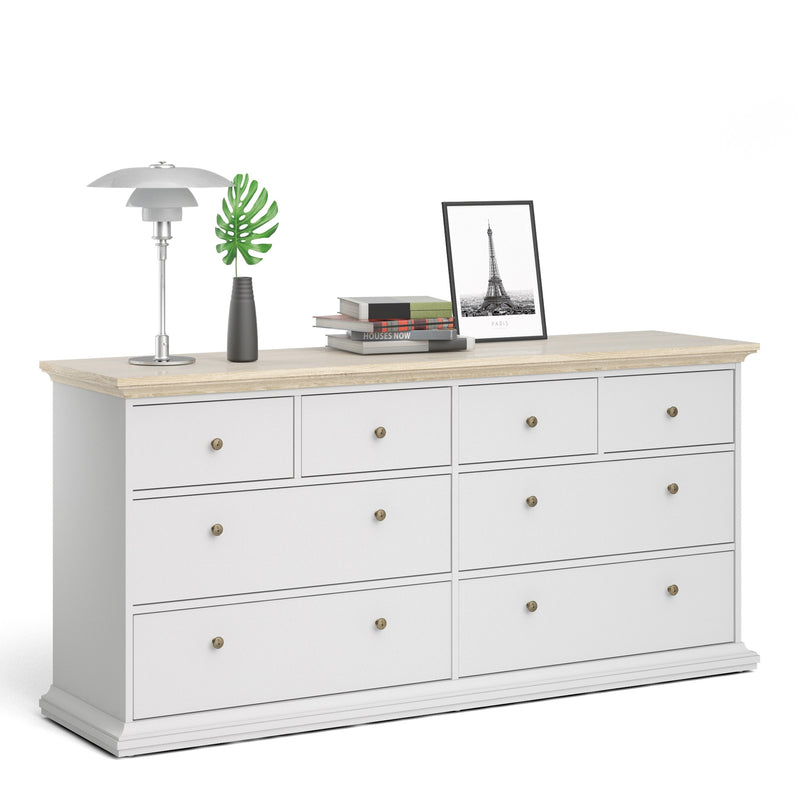 Paris Wooden White & Oak Chest of 8 Drawers by Lavishway | Chest Of Drawers-42158