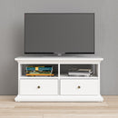 Paris White 2 Drawers Classic TV Unit by Lavishway | TV Units Cabinets-41973