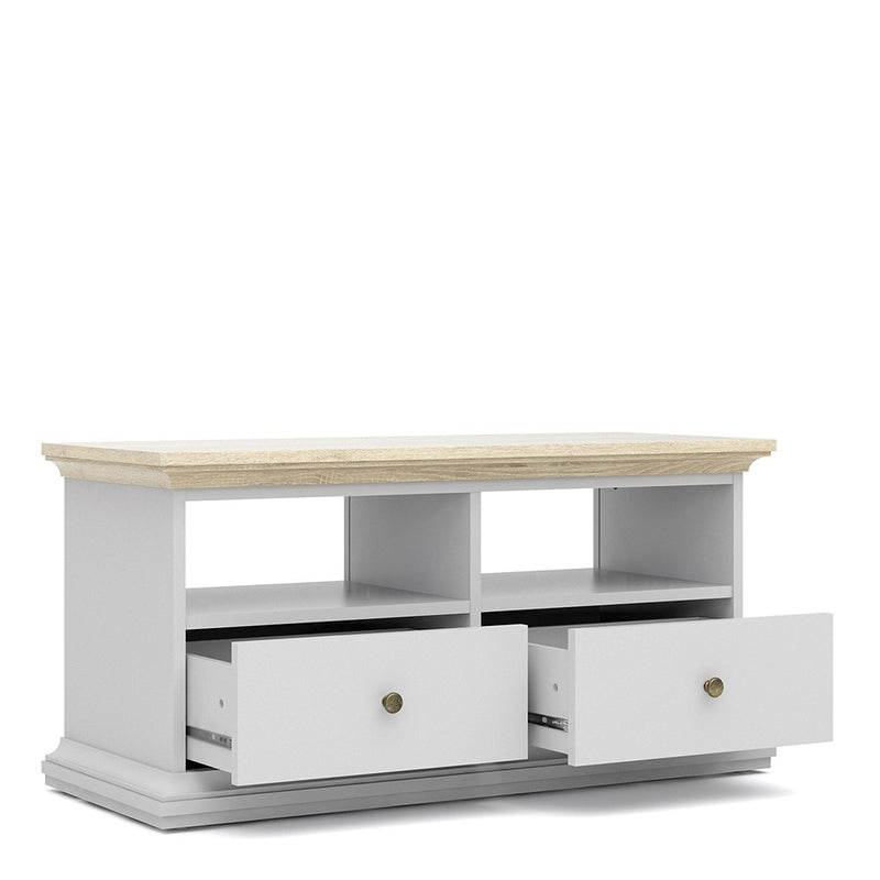 Paris White and Oak 2 Drawers TV Unit by Lavishway | TV Units Cabinets-41965