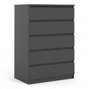 Naia Black Matt 5 Drawer Chest by Lavishway | Chest Of Drawers-40932