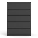 Naia Black Matt 5 Drawer Chest by Lavishway | Chest Of Drawers-40931