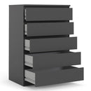 Naia Black Matt 5 Drawer Chest by Lavishway | Chest Of Drawers-40933