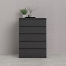 Naia Black Matt 5 Drawer Chest by Lavishway | Chest Of Drawers-40930