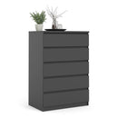 Naia Black Matt 5 Drawer Chest by Lavishway | Chest Of Drawers-40934