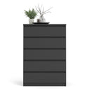 Naia Black Matt 5 Drawer Chest by Lavishway | Chest Of Drawers-40935