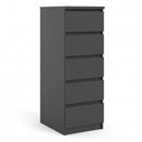 Naia Black Matt 5 Drawer Narrow Chest by Lavishway | Chest Of Drawers-41005