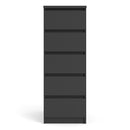 Naia Black Matt 5 Drawer Narrow Chest by Lavishway | Chest Of Drawers-41004