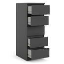 Naia Black Matt 5 Drawer Narrow Chest by Lavishway | Chest Of Drawers-41006