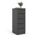 Naia Black Matt 5 Drawer Narrow Chest by Lavishway | Chest Of Drawers-41008