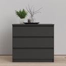 Naia Black Matt 3 Drawer Chest by Lavishway | Chest Of Drawers-40952