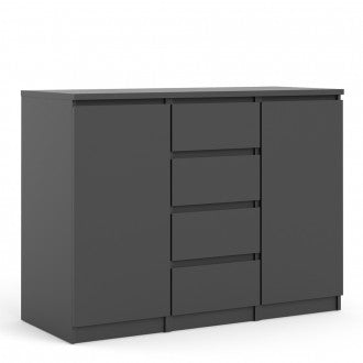Naia Matt Black Wooden 4 Drawers Sideboard by Lavishway | Sideboards-40891